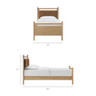 Modway Leni Twin Size Vegan Leather and Wood Platform Bed Frame - Light Oak Canyon-Solid Rubberwood Headboard & Footboard