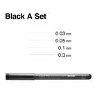 Copic Multiliner Fine Nib Inking Pens - Black Set A - Set of 4-Replaceable Nibs