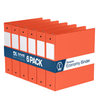 Davis Group Premium Economy Binder - Round Ring - 2" - Orange - 6 Pack-3 Ring Binder