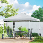 Outsunny 9.6 ft W x 9.6 ft L Pop Up Canopy Tent with Pockets - 1-Button Push - White-Eight holes prevent rainwater pooling for less maintenance