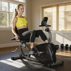 Soozier Recumbent Exercise Bike for Home-LCD monitor tracks time, speed, distance, calories, scan and heart rate