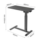 ShoppingAll Mobile OverBed Pneumatic Adjustable Laptop Stand with Hidden Caster Wheels - 31.5'' Tabletop - Black-Hidden Caster Wheels: Equipped with 4 discreet caster wheels that glide smoothly and allow easy repositioning across rooms.