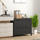 HOMCOM Lateral File Cabinet with Lock - Black-Top drawer features a lock with two keys for secure storage