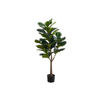 Monarch Specialties 47" Artificial Indoor Fiddle Tree - Floor - Black Pot-Add a vibrant burst of greenery to any floor of your home or office with this 47" tall artificial indoor fiddle tree in a 6" black pot