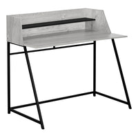 Monarch Specialties 7551 48" Computer Desk - Grey/Black Metal-Computer desk in a grey wood-look finish featuring a small hutch with 1 long shelf in a black finish