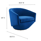 Modway Series Performance Velvet Fabric Swivel Chair - Navy-Performance Velvet Upholstery