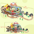Qaba Kids Wooden Train Set, Mine Themed with Track, Crane, Helicopter & Accessories - Multicoloured - Set of 79-Interactive manual lift and crane develop fine motor skills and hand-eye coordination 