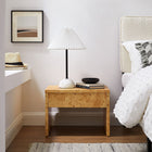 Modway Hudson 1-Drawer Burl Wood Nightstand - Natural-Full-Glide Drawer