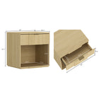 Manhattan Comfort Clive 22" Mid-Century Modern 1-Drawer Nightstand - Natural Oak and Gold-Open shelf offers additional space for books, décor, or easy-access essentials