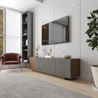 Nexera Riva TV Stand - 72" - Nutmeg/Greige- Easy Assembly: Experience hassle-free setup with easy assembly features, making it convenient for you