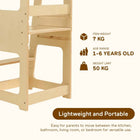 MotionGrey Blessy Toddler Tower - Adjustable Learning Standing Tower Kitchen Helper with Safety Rail - Wood-4