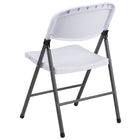 Flash Furniture HERCULES Granite Plastic Folding Chair with Charcoal Frame - White-Sturdy yet comfortable with contoured back and seat