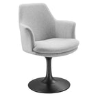 Modway Lippa Swivel Dining Upholstered Armchair - Black Light Grey-Textured Woven Healthered Fabric