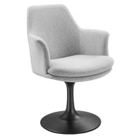 Modway Lippa Swivel Dining Upholstered Armchair - Black Light Grey-Textured Woven Healthered Fabric