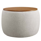 Modway Perla Woven Heathered Fabric Upholstered Storage Ottoman - Heathered Weave/Ivory-Dense Foam Padding