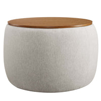 Modway Perla Woven Heathered Fabric Upholstered Storage Ottoman - Heathered Weave/Ivory-Dense Foam Padding