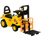 Aosom Kids Ride-On Forklift with Fork and Tray - Yellow-Equipped with an actual sound button for added fun 