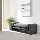 Modway Waverly Performance Velvet Bench - Grey-Stain-Resistant Fabric
