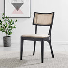 Modway Caledonia Wood Dining Chair - Black/Beige-Elm Wood Frame