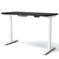 MotionGrey 55" Motion Electric Height Adjustable Standing Desk with German Dual Motors for Home and Office- Black Top- White-Electric height adjustable sit stand desk