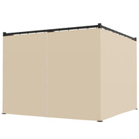 Outsunny Retractable Pergola Canopy with Sidewalls - 10' x 10' - Beige-Retractable PU-coated polyester canopy for sun protection 