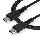 StarTech 6.6 ft USB-C Cable,  Black-Extended strain relief tested to tolerate over 10000+ bend cycles at 180-degree angle