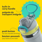 Bubba Kids Flo Water Bottle - 16 oz (473 ml) - Wide Mouth - Silicone Sleeve - Push Button Lid - Light Stone/Limelight/Scuba-BPA-free water bottle is made of impact resistant plastic