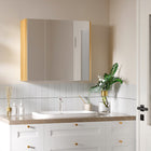 Kleankin Wall Mount Bathroom Mirror Cabinet with Three Doors - White-Two adjustable shelves in each cabinet accommodate different sized items