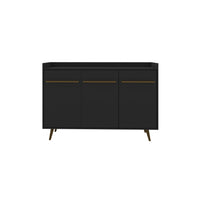 Manhattan Comfort Bradley 53.54" Mid-Century Modern Buffet Stand - Black-Mid-Century Modern Buffet Stand for Dining and Living Room Use