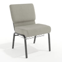 Flash Furniture HERCULES Series 21"W Church Chair in Grey Dot Fabric with Book Rack - Silver Vein Frame-Set of 4 Multipurpose Church Chairs