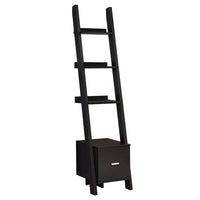Monarch Specialties 2765 69"H Bookcase - Espresso Corner Etagere W/ Drawer-3 Fixed staggered shelves for books and accessories