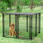 PawHut Outdoor Dog Run Kennel with Top Cover - 55.5" L x 55.5" W x 44.5" H - Black-HDPE cloth cover to use in summer or on otherwise sunny days 