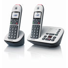 Motorola CD5 Series DECT 6.0 Digital Cordless Telephone with Answering Machine - White - 2 Pack-Ergonomically Designed: The handset has a tactile keypad and a rubber rear cover to provide comfort and secure grip