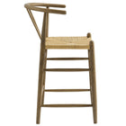 Modway Amish Wood Counter Stool - Weathered Gray Teak-Non-Marking Foot Pins