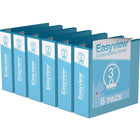 Davis Group Easyview Premium Binder - Round Ring - Customizable - 3" - Turquoise Blue - 6 Pack-3 Ring Binder