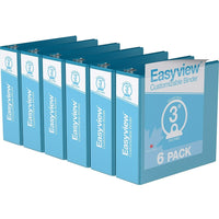Davis Group Easyview Premium Binder - Round Ring - Customizable - 3" - Turquoise Blue - 6 Pack-3 Ring Binder
