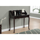 Monarch Specialties 3100 36" Computer Desk - Dark Cherry Traditional-Queen Anne style solid wood legs with two small storage drawers and a larger center drawer with wooden knobs to keep your home office desk looking tidy.