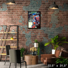 Wayne Gretzky Edmonton Oilers Jumping Over Bench - Framed Canvas - 22" x 31"-Officially licensed by the NHL and NHLPA