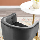 Modway Savour Tufted Performance Velvet Bar Stool - Charcoal-Gold Stainless Steel Base