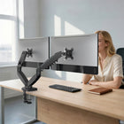 ShoppingAll Dual VESA Monitor Mount with Fully Adjustable Gas Spring Arm and Office Desk Clamp - Black-7