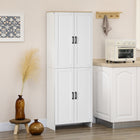 HOMCOM 67" H 4-Door Kitchen Pantry Cabinet with Adjustable Shelves - White-Adjustable shelves allow you to store larger items, without worry if they will fit 
