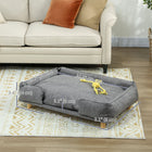PawHut Elevated Washable Large Dog Sofa - Dark Grey-MDF frame provides durability and sturdiness 