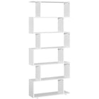 HOMCOM 6-Tier Geometric Wooden Bookcase - White-Ideal for installation in your hallway, living room, office, bedroom, etc