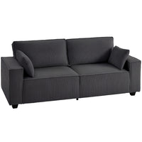 HOMCOM 86" Corduroy 3 Seater Sofa Couch with Spring Cushion - Dark Grey-Pocket springs and thick original foam ensure balanced softness and long-lasting support  