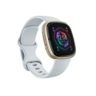 Google - Fitbit Sense 2 montre intelligent – Bleu brume/Aluminium or pâle-Autonomie de la batterie de plus de 6 jours : avec une longue durée de vie de la batterie, Sense 2 suit toutes vos statistiques de santé et de forme physique pendant plus de 6 jours sans avoir à s'arrêter pour une charge. Varie selon l'utilisation et d'autres facteurs; jusqu'à 12 heures avec GPS continu