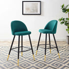 Modway Cordial Fabric Bar Stools - Teal - Set of 2-Polyester Fabric Upholstery