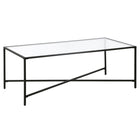 Hudson&Canal Henley 48"W Rectangular Coffee Table with Glass Top - Blackened Bronze-An industrial design for your living room, den, and more