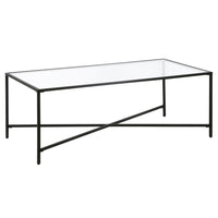 Hudson&Canal Henley 48"W Rectangular Coffee Table with Glass Top - Blackened Bronze-An industrial design for your living room, den, and more