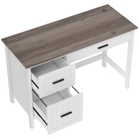 HOMCOM 47.2" Computer Desk with File Drawer - White-Three drawers provide ample storage space, keeping your study and work space tidy