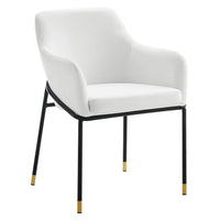 Modway Jovi Performance Velvet Dining Armchair - Black/White-Retro Modern Dining Armchair
